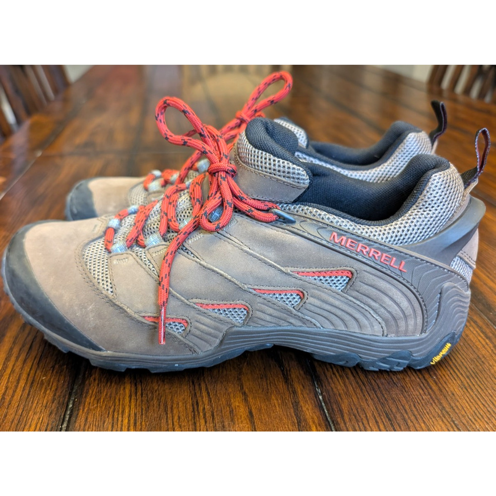 Merrell Boulder Trail Hiking Shoes Mens 9.5 D Brown Vibram Sole EUC - Picture 4 of 8